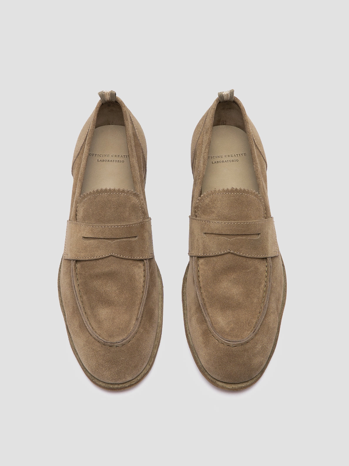 SOLITUDE 001 - Taupe Suede Penny Loafers Naturalizer Darry Lug Sole Loafers