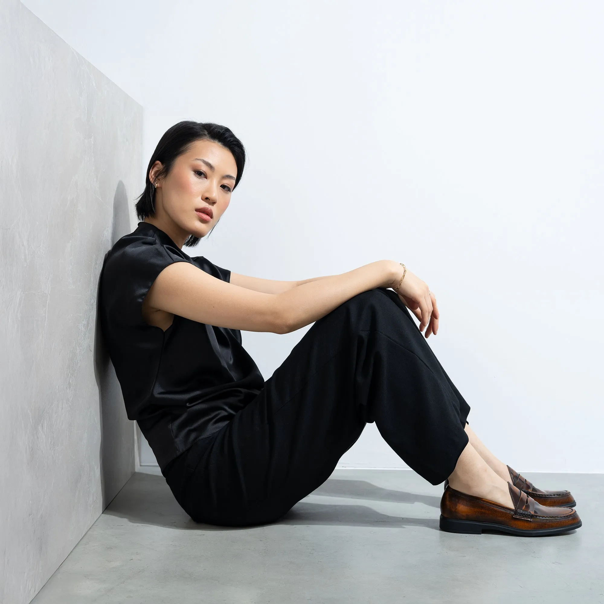 Sas Loafers Vendme Blandine cognac spazzolato leather loafers