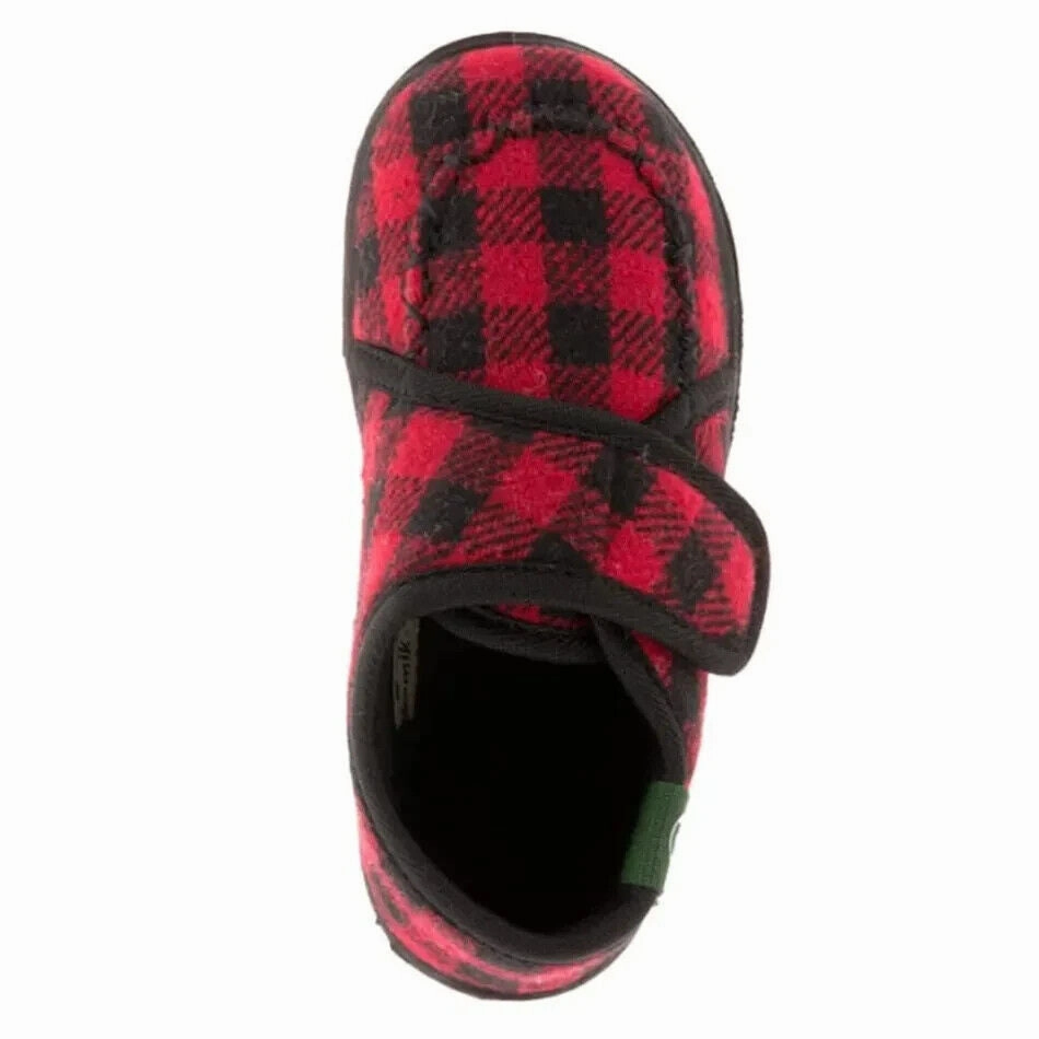 Glass Slippers Battle Cats Kamik Cozylodge HK9004-REB Slippers Kids Red Plaid Moc Toe Shoes JDM1006