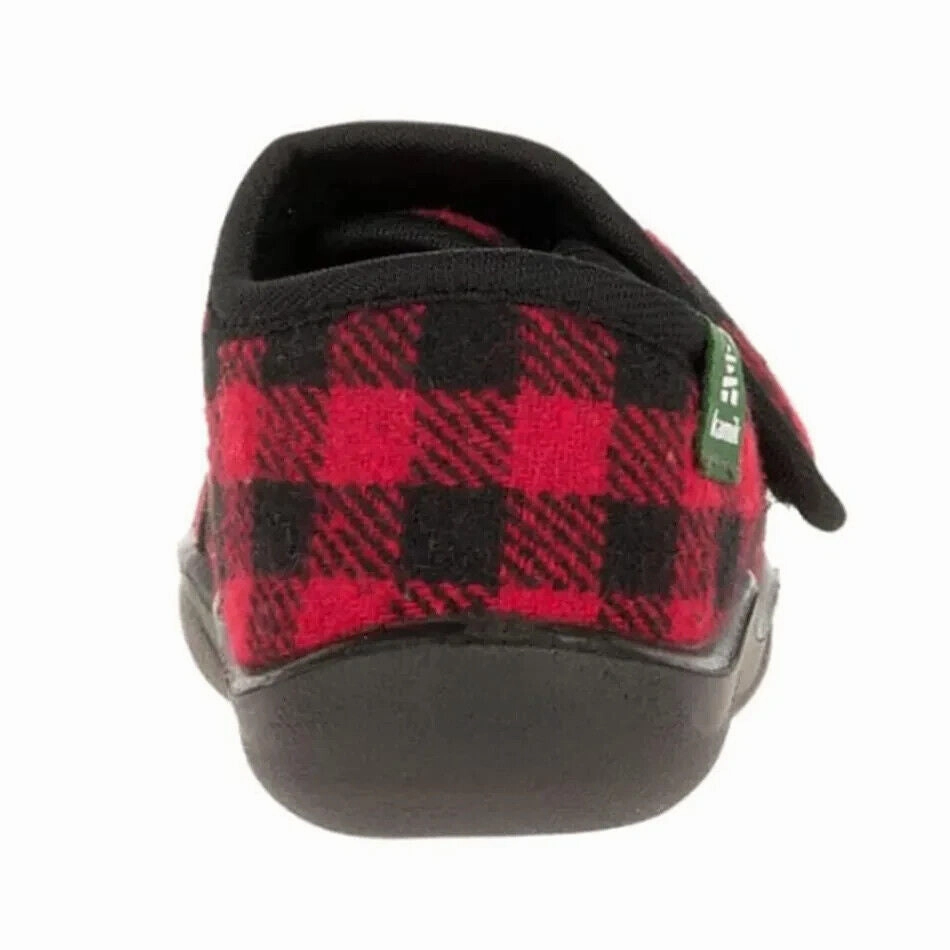 Slippers For Airplane Kamik Cozylodge HK9004-REB Slippers Kids Red Plaid Moc Toe Shoes JDM1006