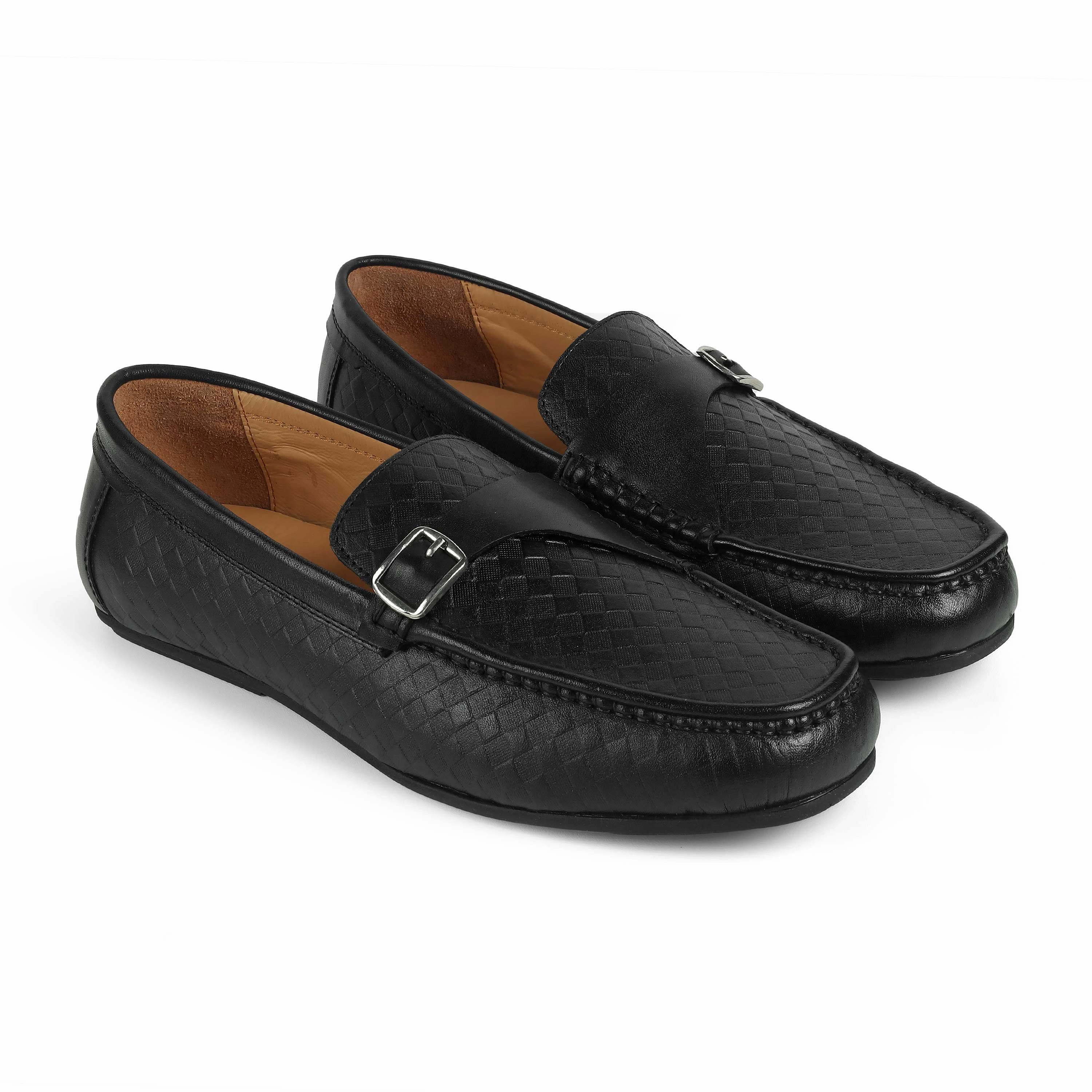 Tresmode Smat Black Men's Leather Single Monk Shoes Florsheim Penny Loafers