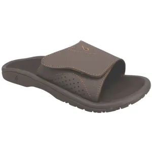 OluKai Men's Nalu Slide Dark Java Tie Up Sandals Heels