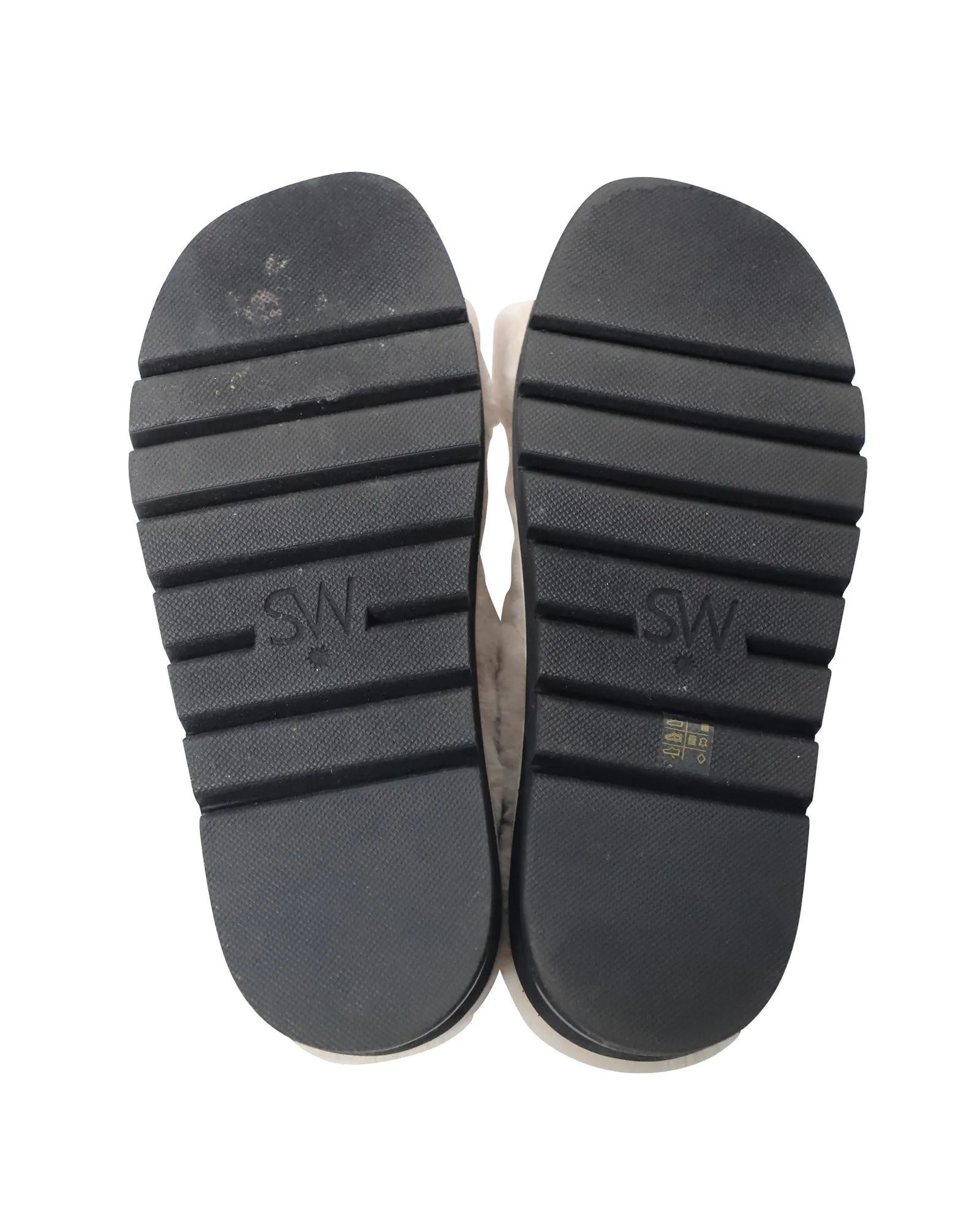 African Sandals Stuart Weitzman Roza Lift Slides Sandals in Cream Faux Fur