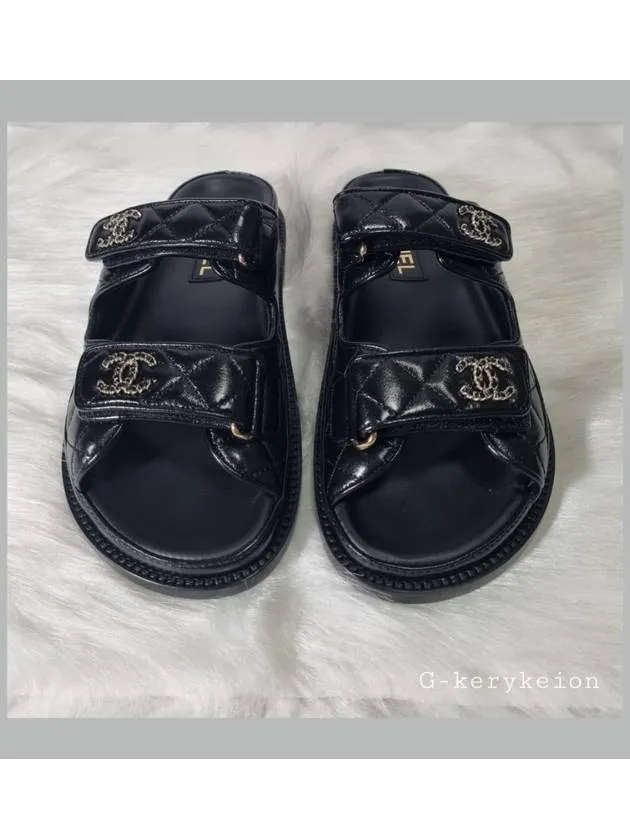 CC Logo Velcro Sandals Black Chanel Sandals South Coast Prices