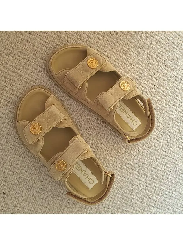 Suede Velcro Sandals Beige Chanel Aravon Sandals