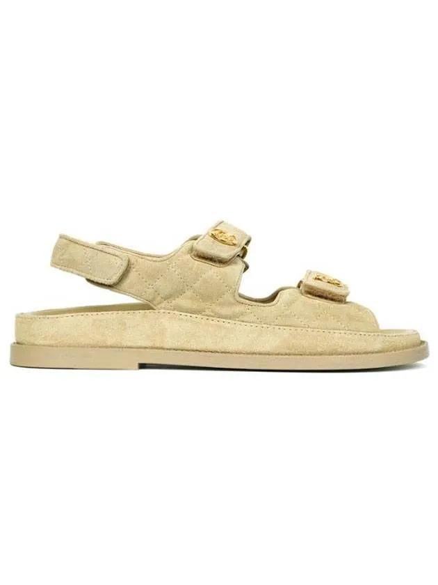 Jelly Sandals Suede Velcro Sandals Beige Chanel