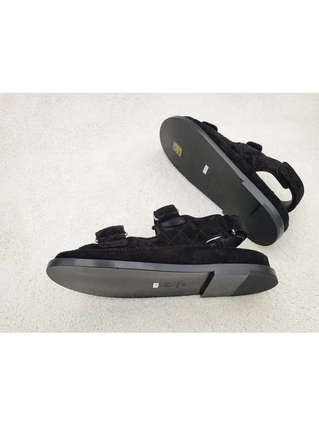 Simple Sandals Suede Velcro Sandals Black Chanel