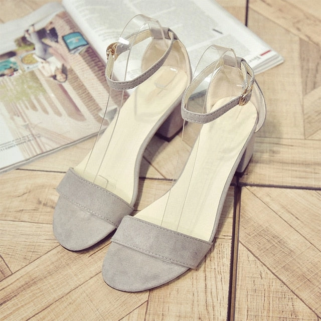 Summer Women Shoes Gladiator Buckle Strap Cover Heels Sandals