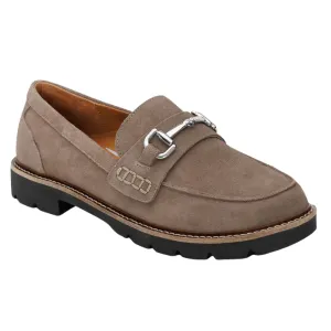 Aetrex Women's Collette Suede Taupe Frame Loafers