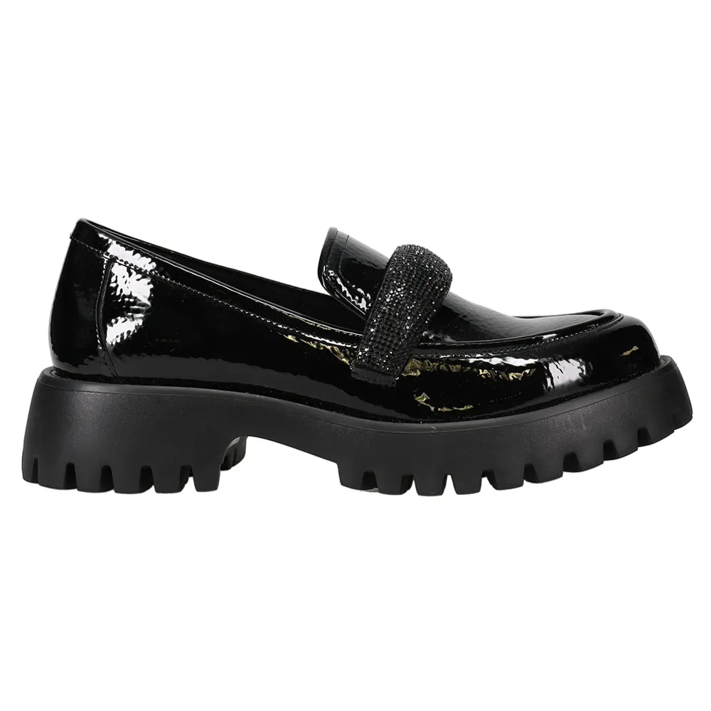 Skechers Memory Foam Loafers Zaya Rhinestone Lug Sole Loafers