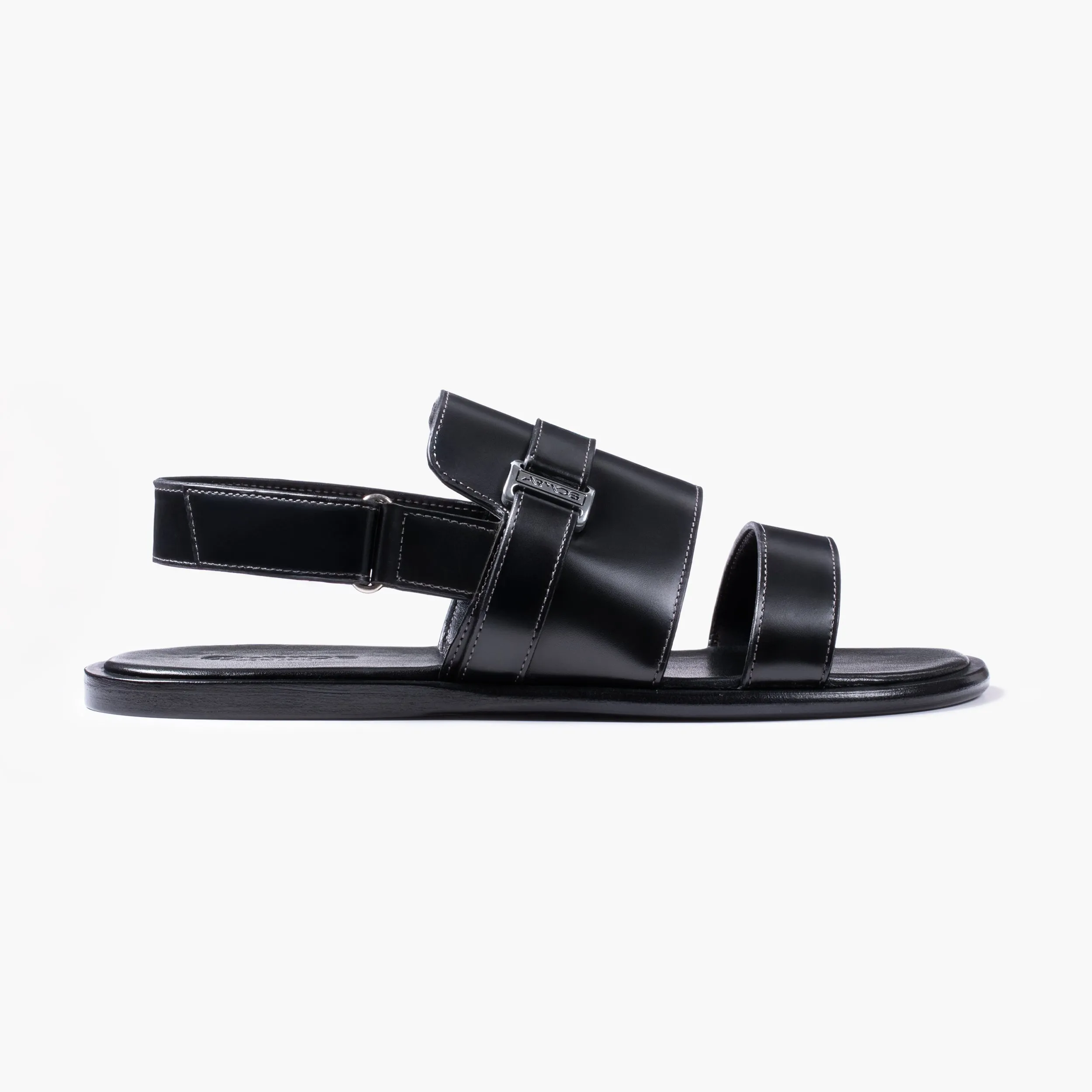 Sandals Emerald Bay Exuma Men's Black Leather Back-Strap Sandal