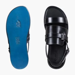 Men's Black Leather Back-Strap Sandal Mexican Sandals