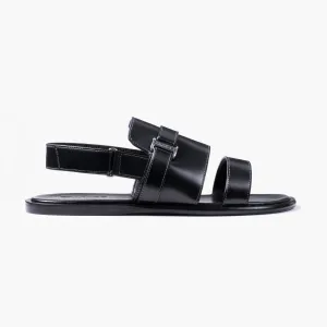 Sandals Warranty Men's Black Leather Back-Strap Sandal