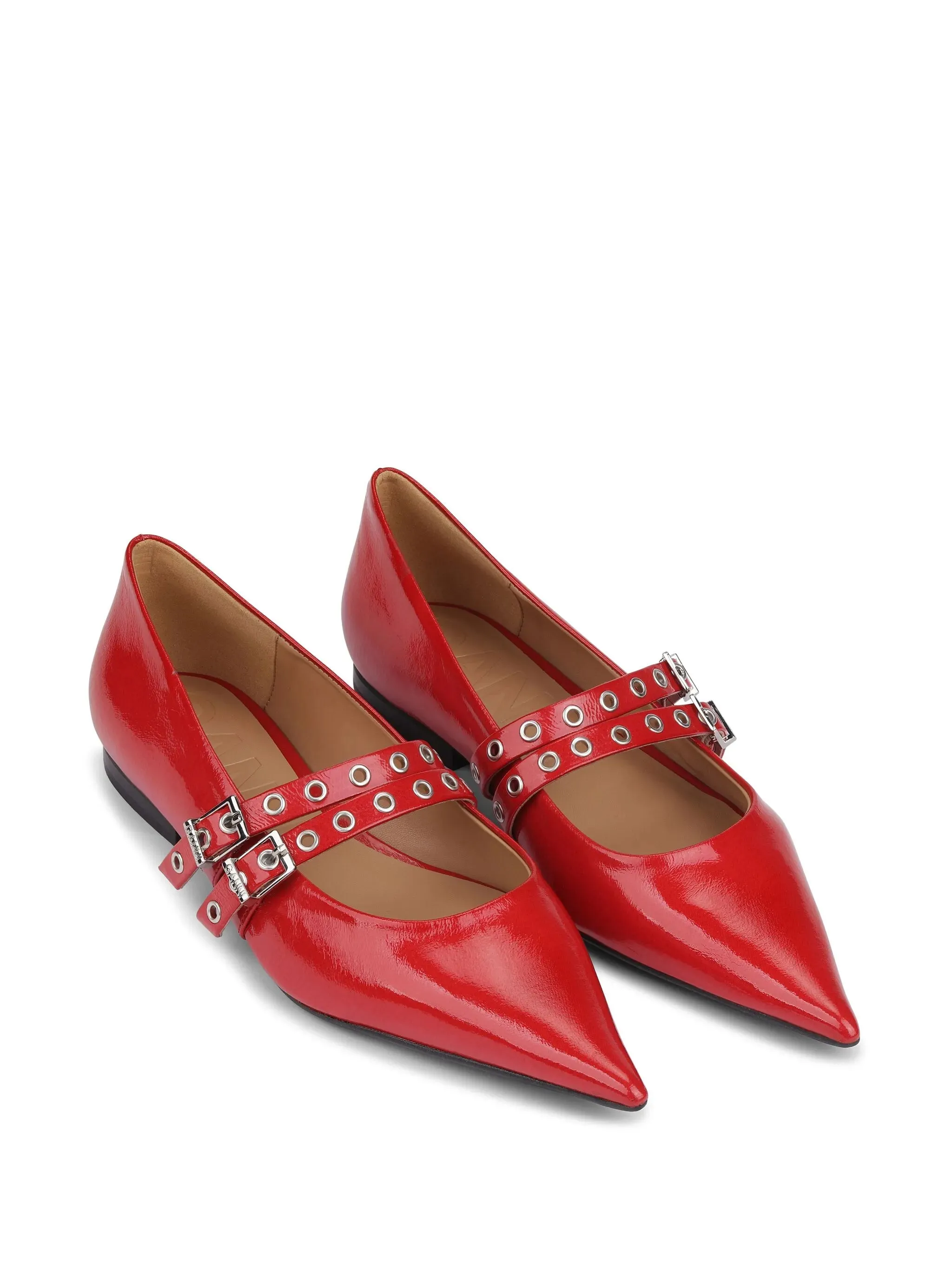 buckled pointed-toe ballerina shoes Flat Shoes Bow