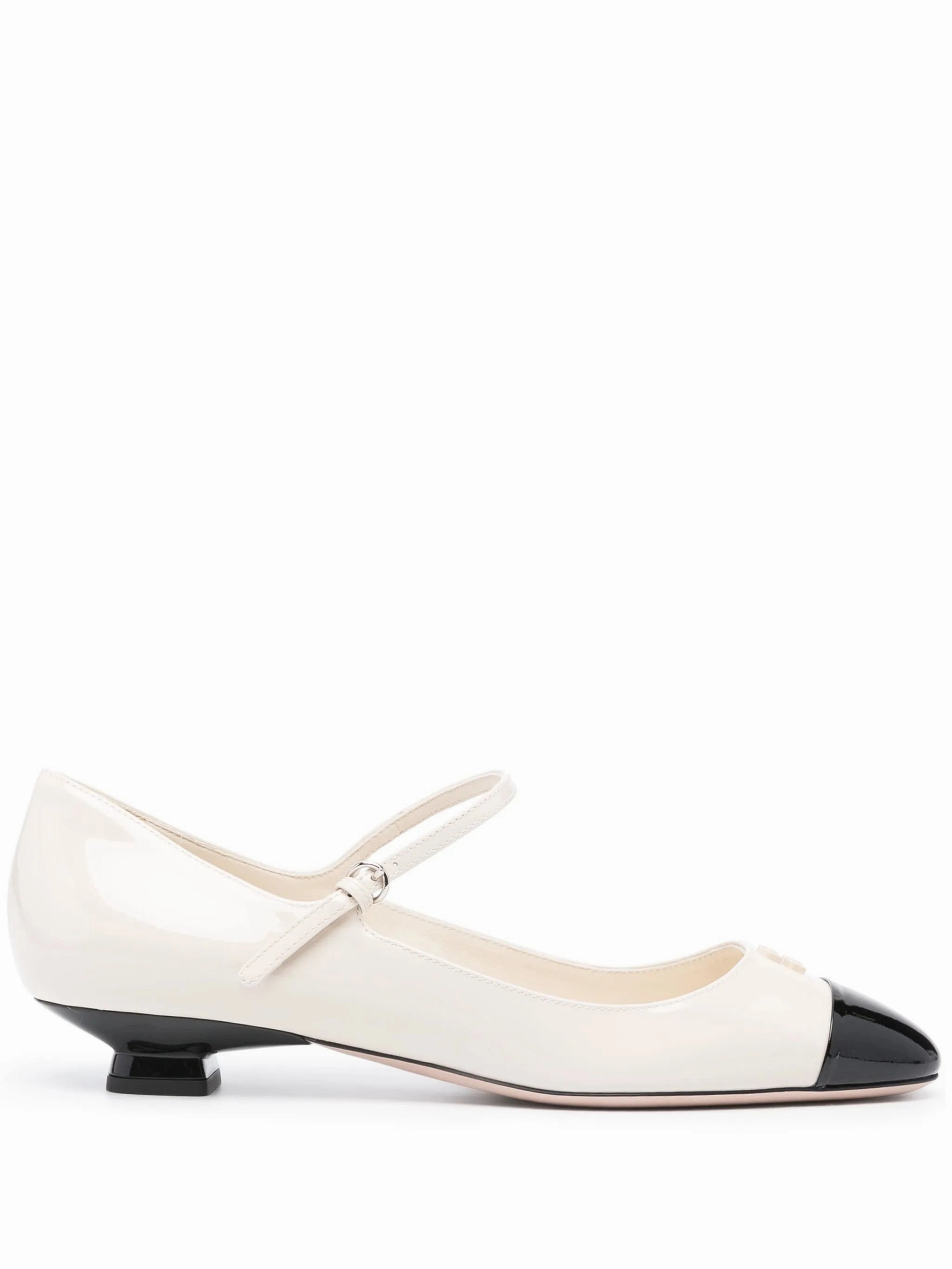 Leather Ballet Flat Shoes 40mm patent-leather ballerina shoes