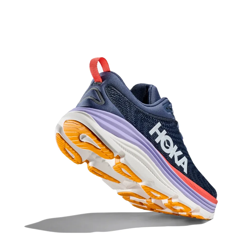 Hoka Women's Gaviota 5 Running Sneaker in Anchor/Grapefruit Road Runner Sports Shoes