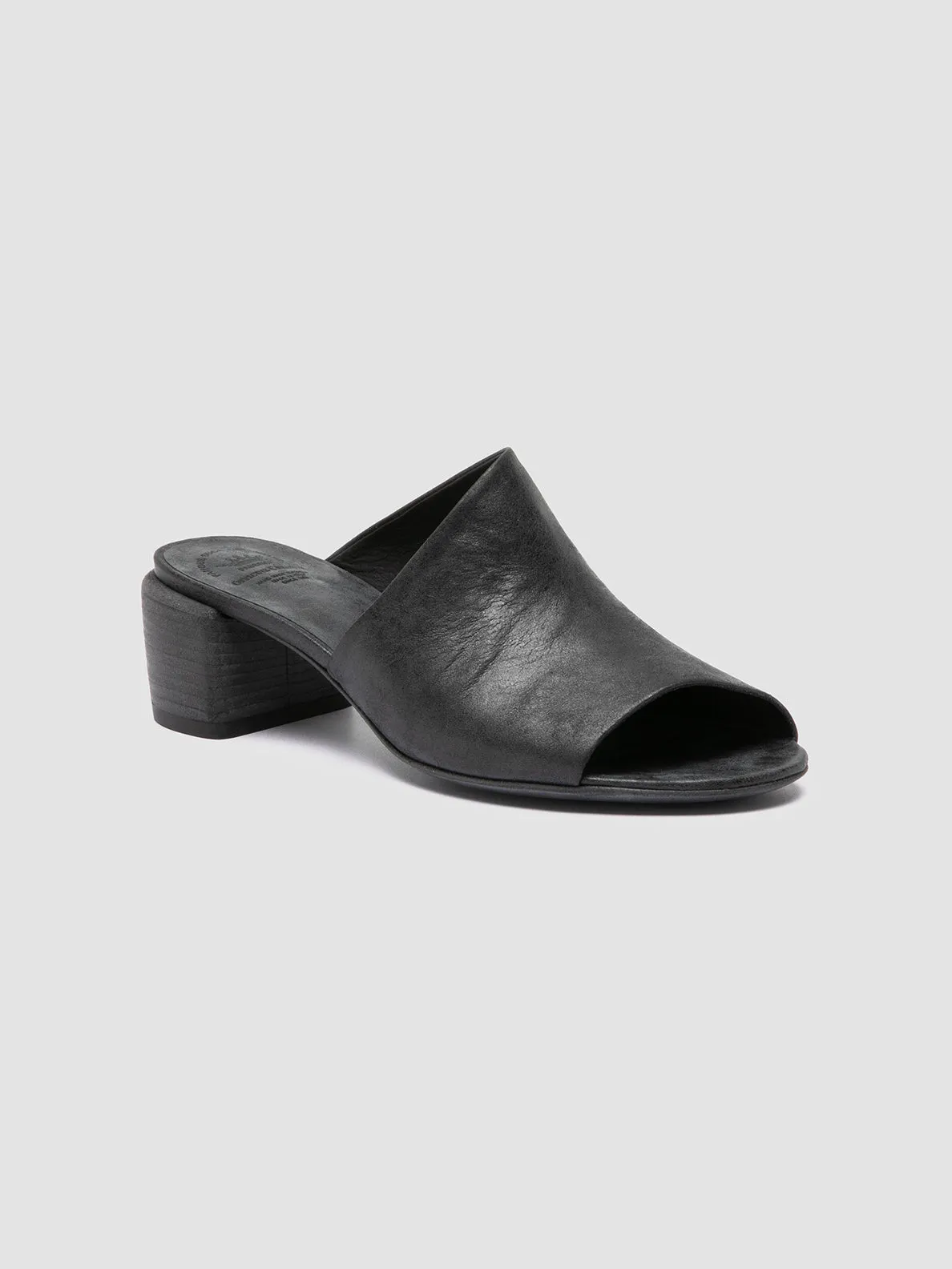 HADRY 008 - Black Leather Slide Sandals Havana Sandals