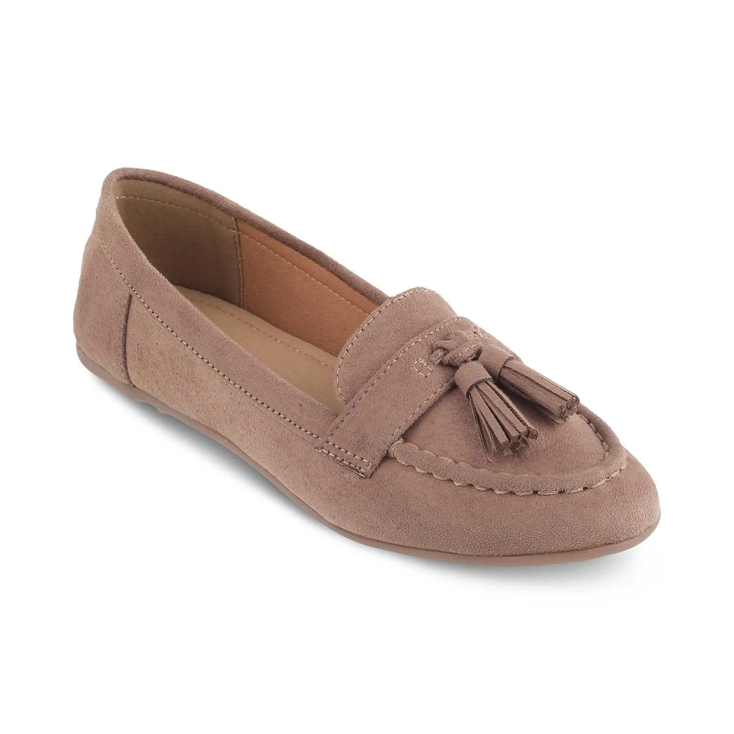 The Bonum Beige Women's Dress Tassel Loafers Tresmode Comfortable Leather Loafers