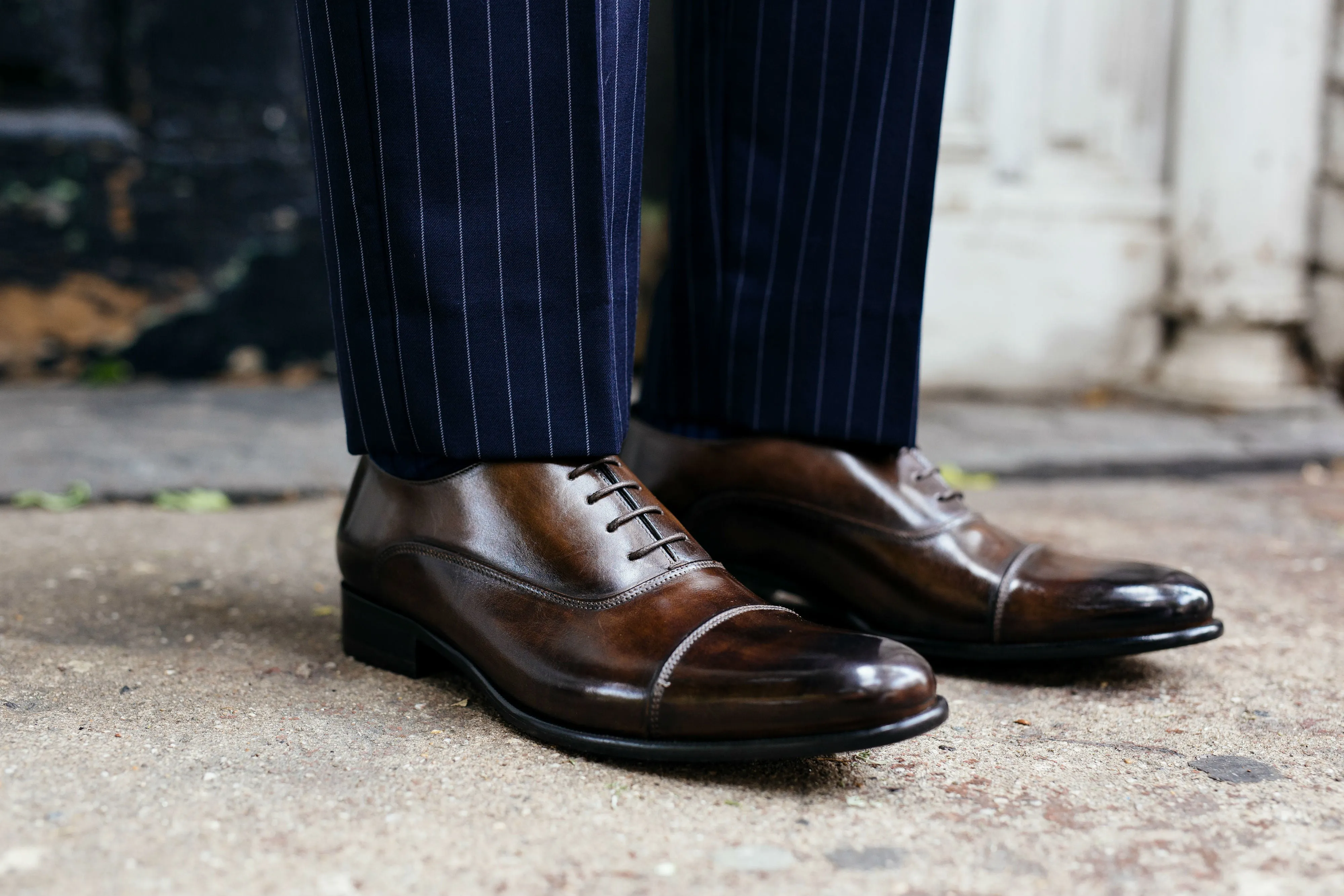 Oxfords With Rubber Soles The Cagney II Stitched Cap-Toe Oxford - Marrone