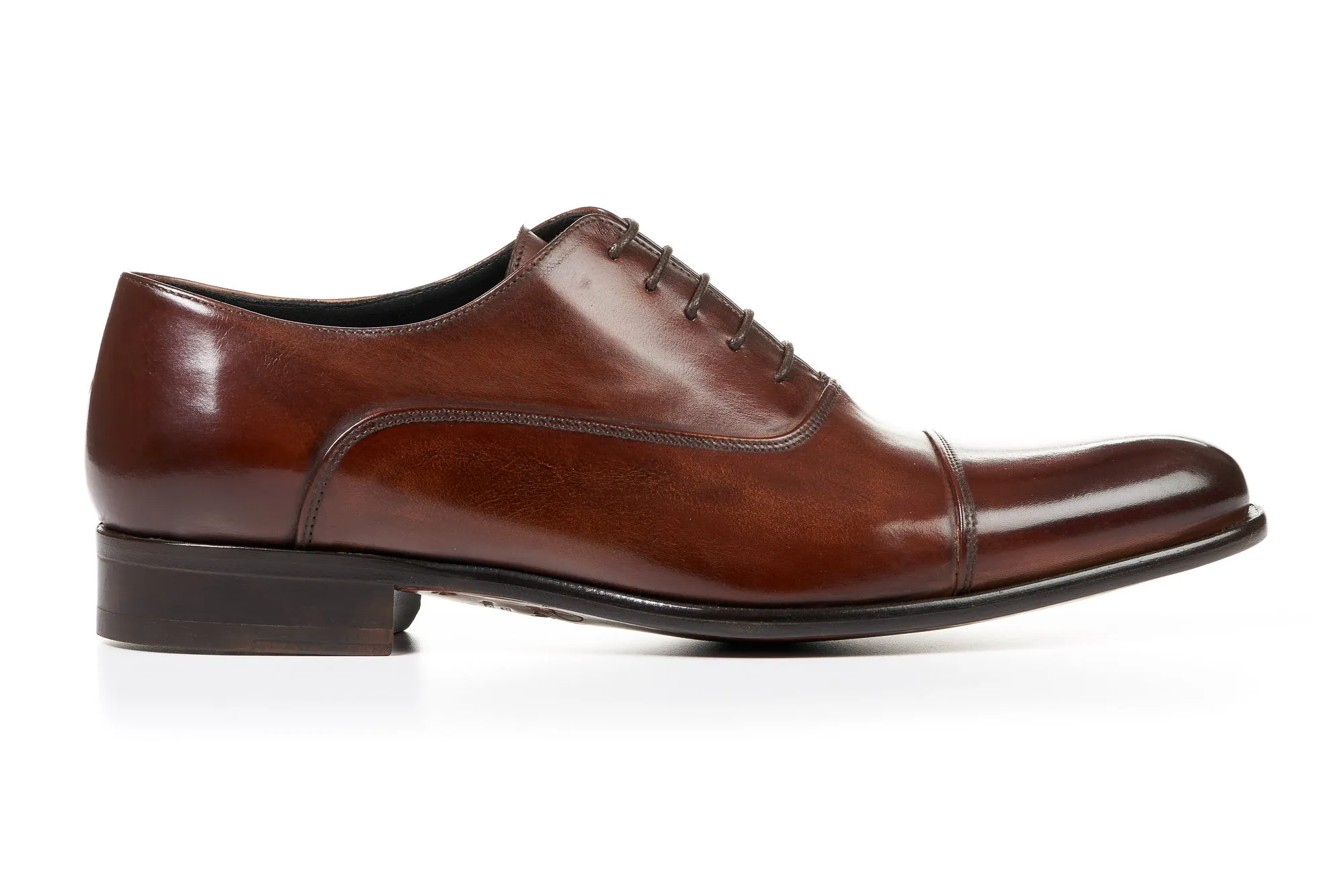 The Cagney II Stitched Cap-Toe Oxford - Marrone Oxford Brogue