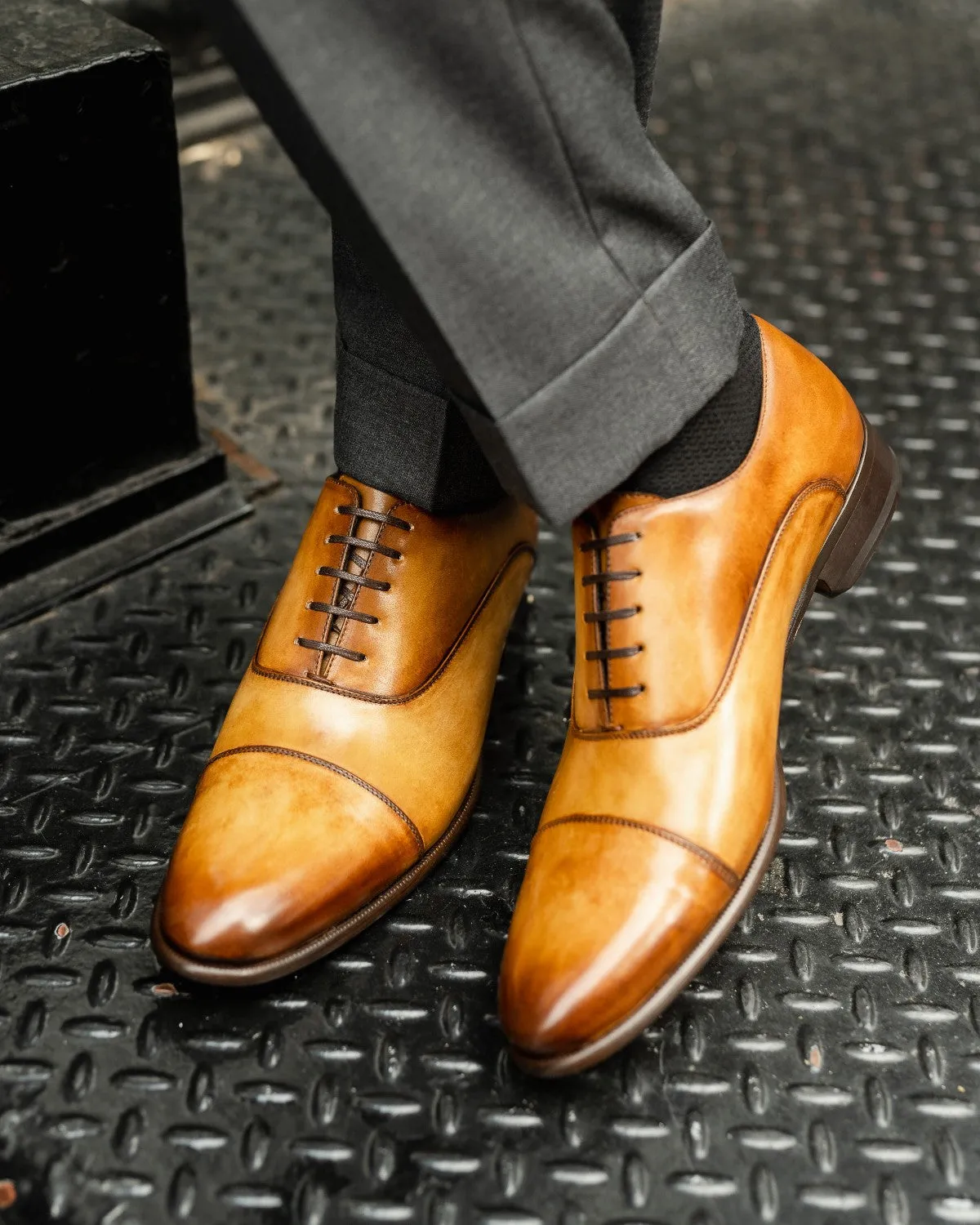 The Cagney II Stitched Cap-Toe Oxford - Tobacco Updated Oxfords