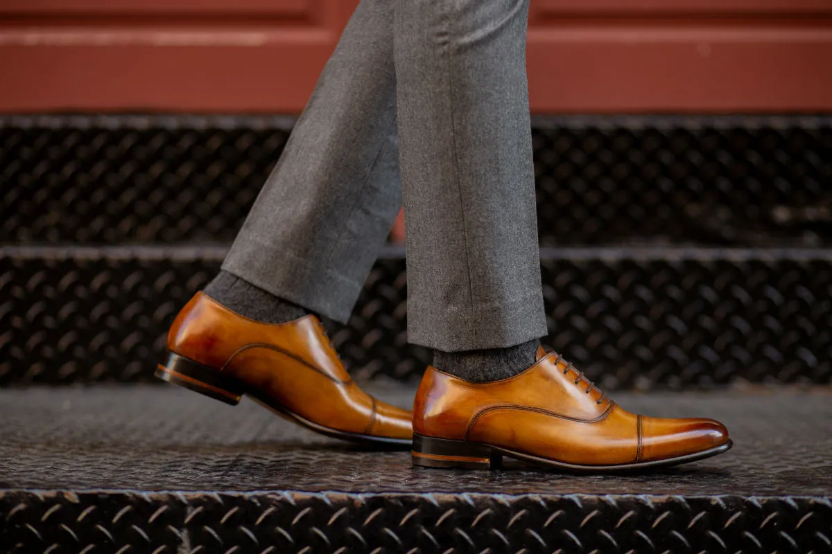 Derbies Vs Oxfords The Cagney II Stitched Cap-Toe Oxford - Tobacco