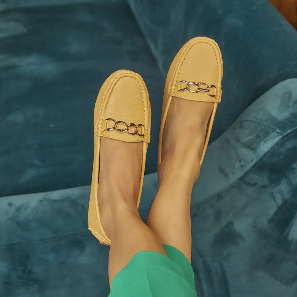 The Yolo Yellow Women's Casual Loafers Tuxedo Loafers