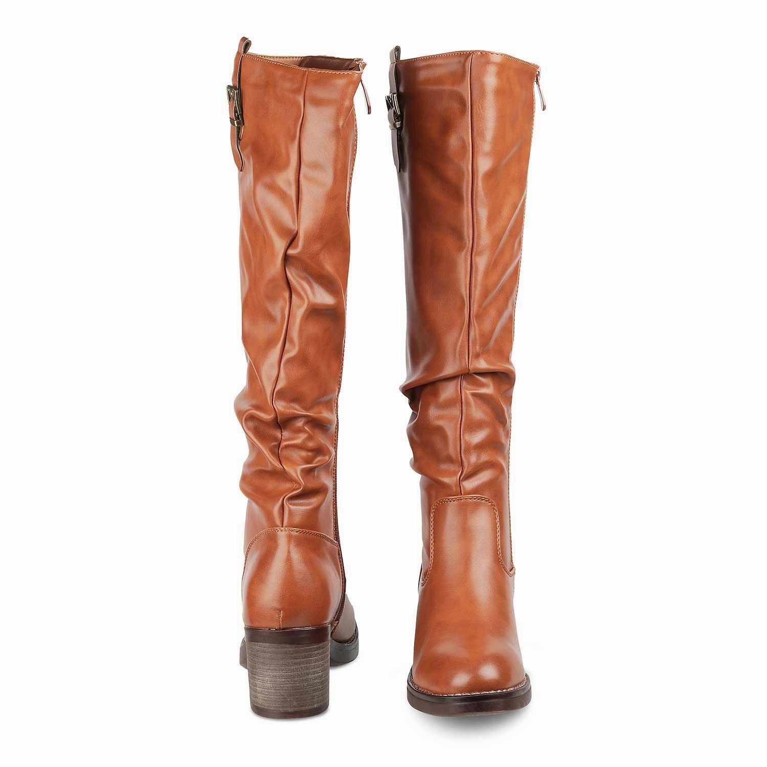 The Gardaber Camel Women's Knee-length Boots Tresmode Ironworker Boots