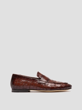 Metallic Silver Loafers AIRTO 015 - Brown Leather Loafers