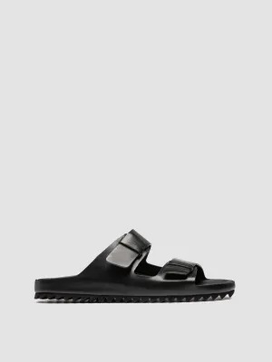 Sandals Lasource Grenada AGOR 010 - Black Leather Slide Sandals