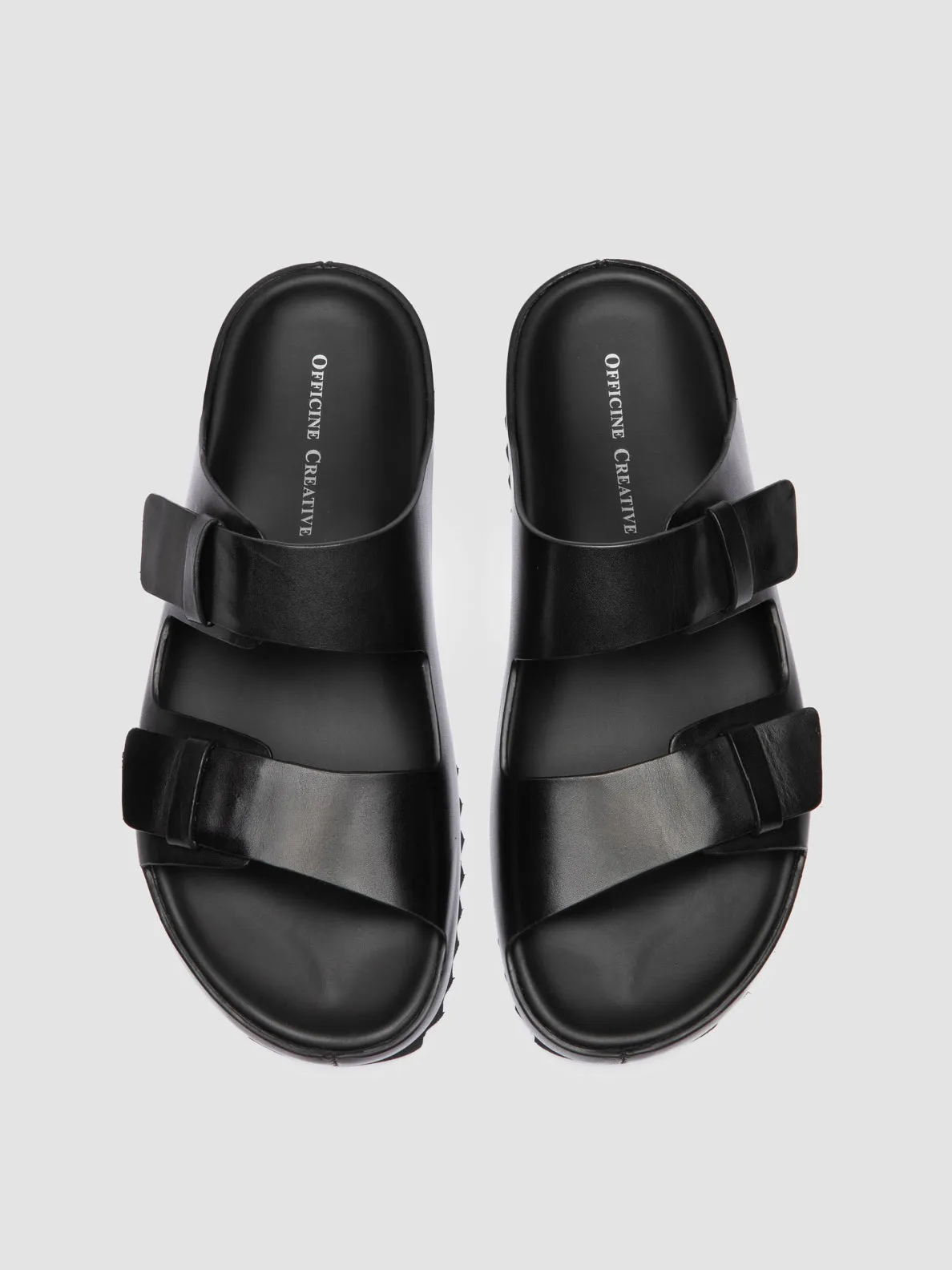Sandals Whitehouse Westmoreland AGOR 010 - Black Leather Slide Sandals