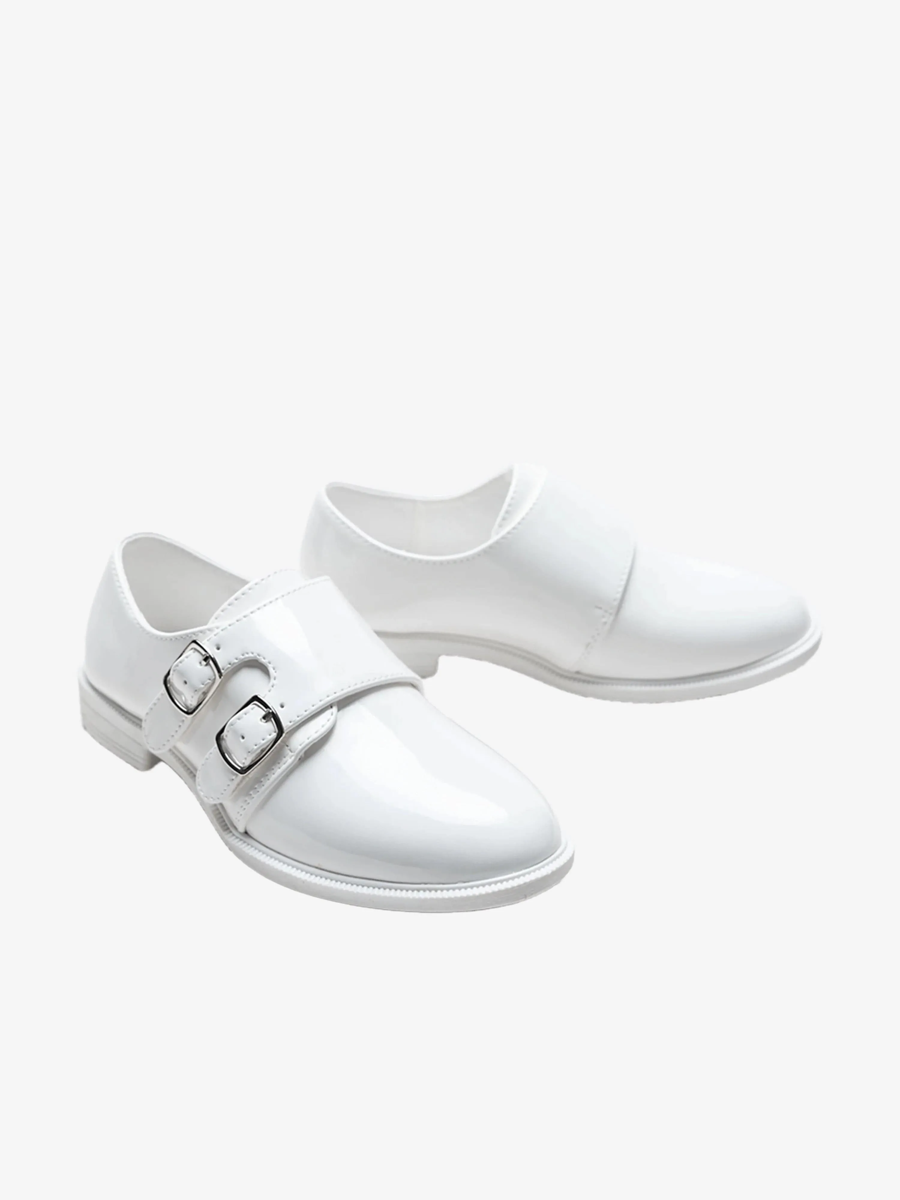 Ballet Loafers White Patent Buckle Loafers