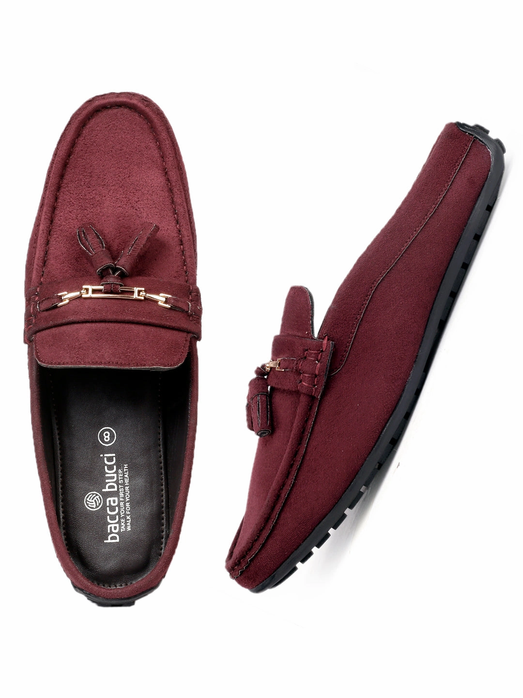 Loafers Restaurant Bacca Bucci JAMBOREE Fashion Mules/Clogs/Backless Loafers for Party/Travel/Office-Velvet Maroon
