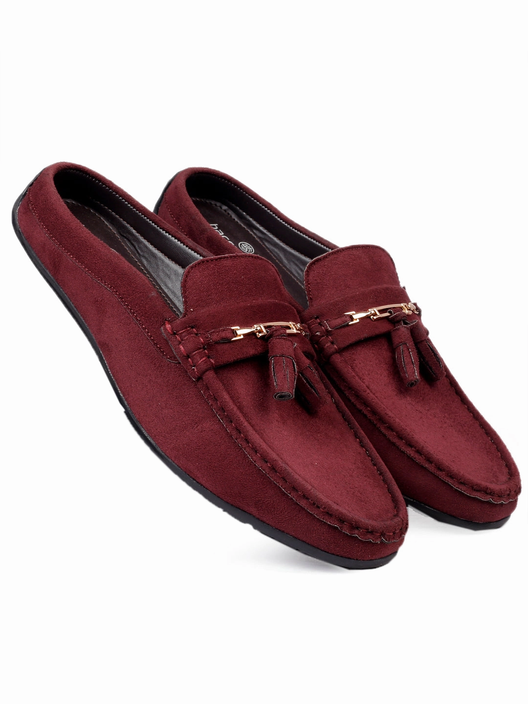 Bacca Bucci JAMBOREE Fashion Mules/Clogs/Backless Loafers for Party/Travel/Office-Velvet Maroon Tie Loafers