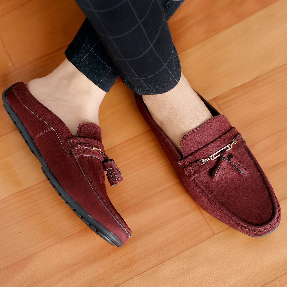 Bacca Bucci JAMBOREE Fashion Mules/Clogs/Backless Loafers for Party/Travel/Office-Velvet Maroon Polo Ralph Lauren Alston Leather Penny Loafers