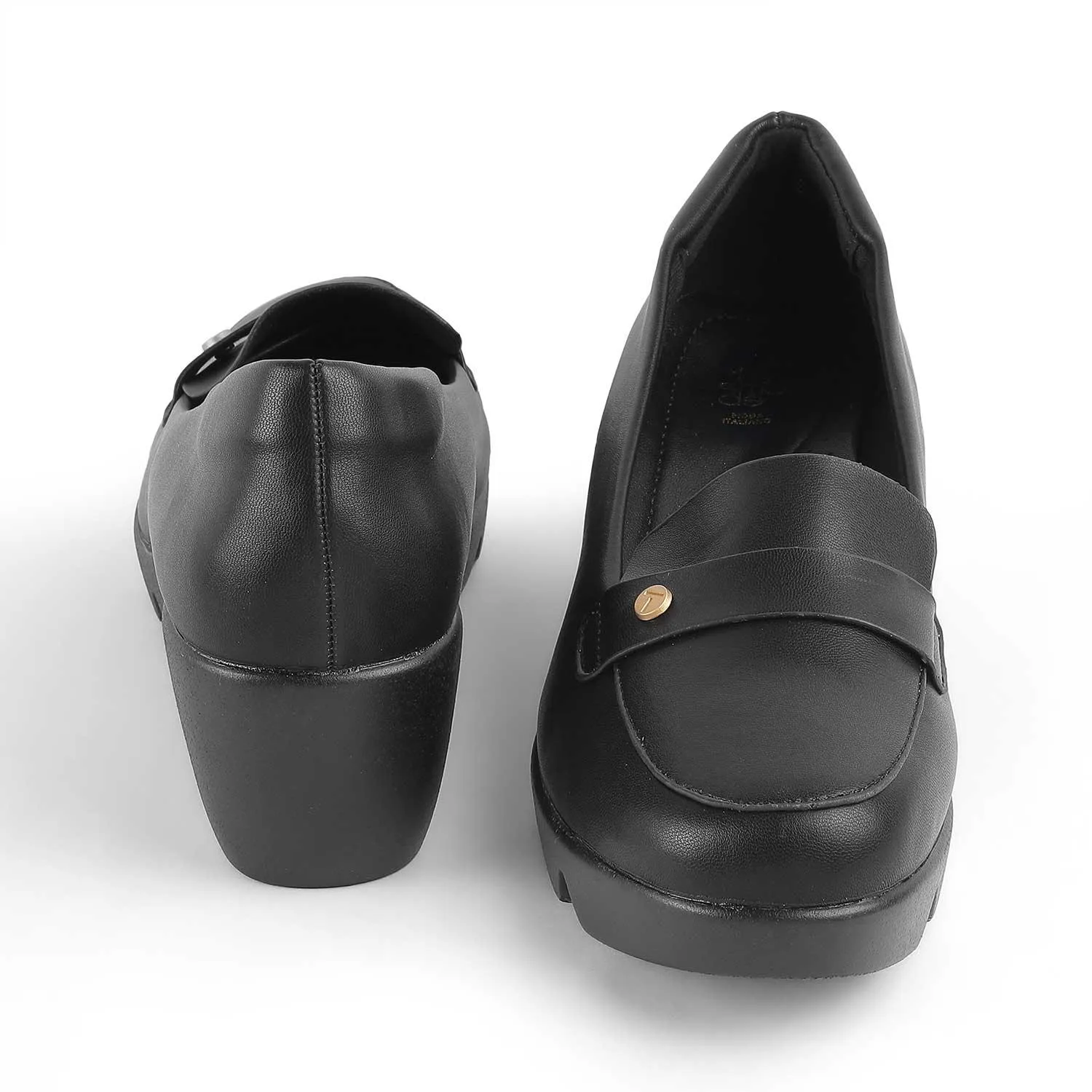 Tresmode Towes Black Women's Dress Wedge Loafers On Cloud Loafers