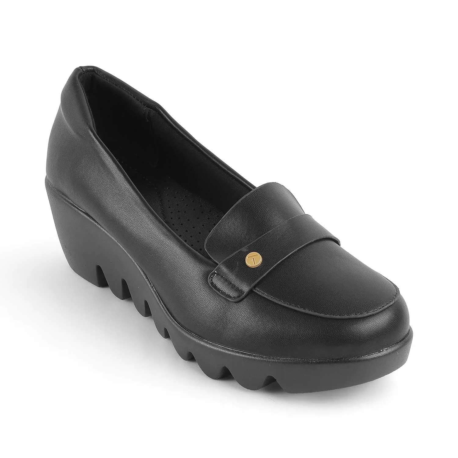 Tresmode Towes Black Women's Dress Wedge Loafers Ladies Comfort Loafers