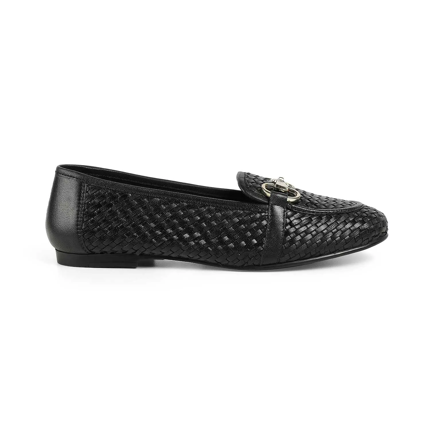 Tresmode Anweave Black Women's Dress Loafers Snaffle Smooth Leather Kiltie Loafers