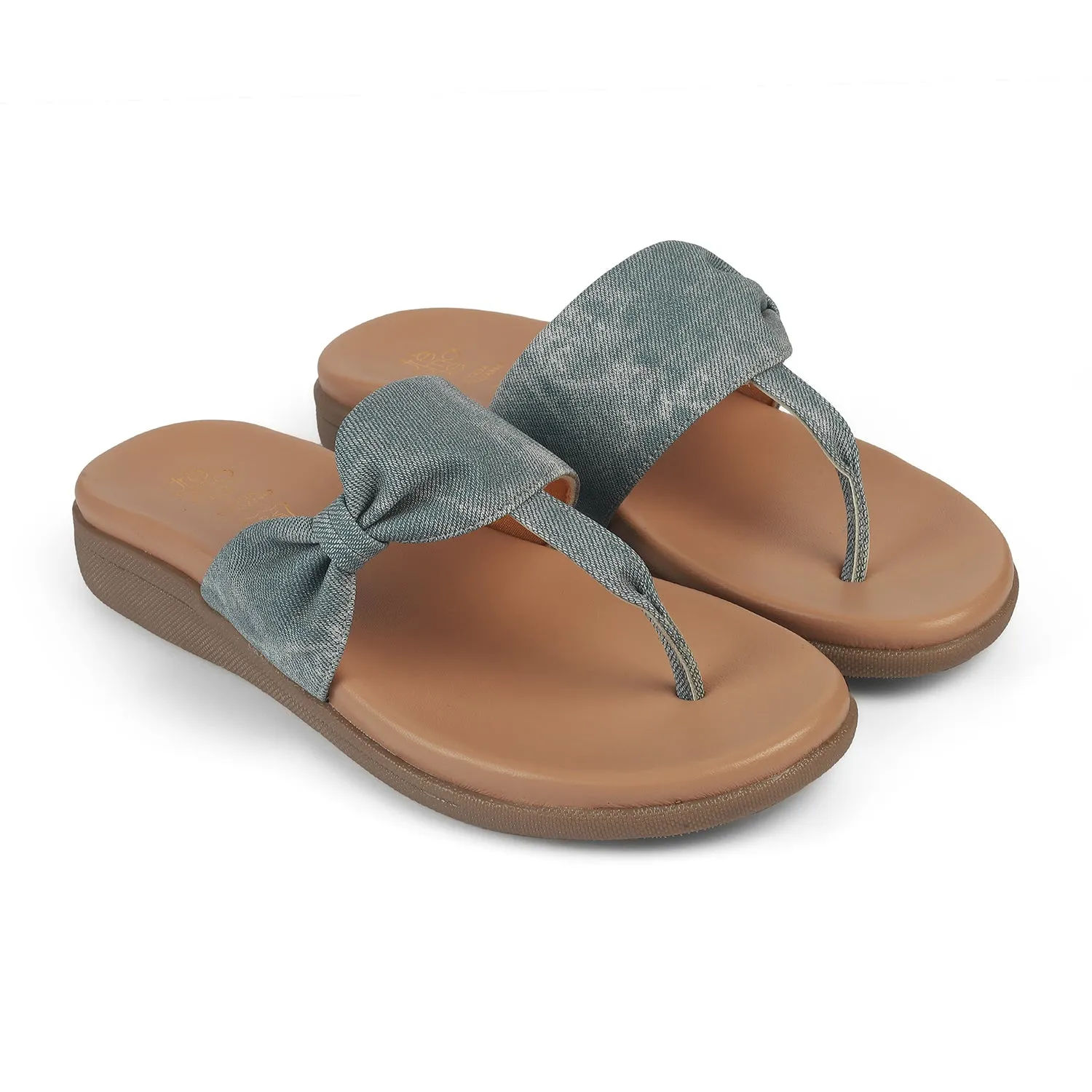 Tresmode Copela Blue Women's Dress Platform Flats Very Flat Shoes