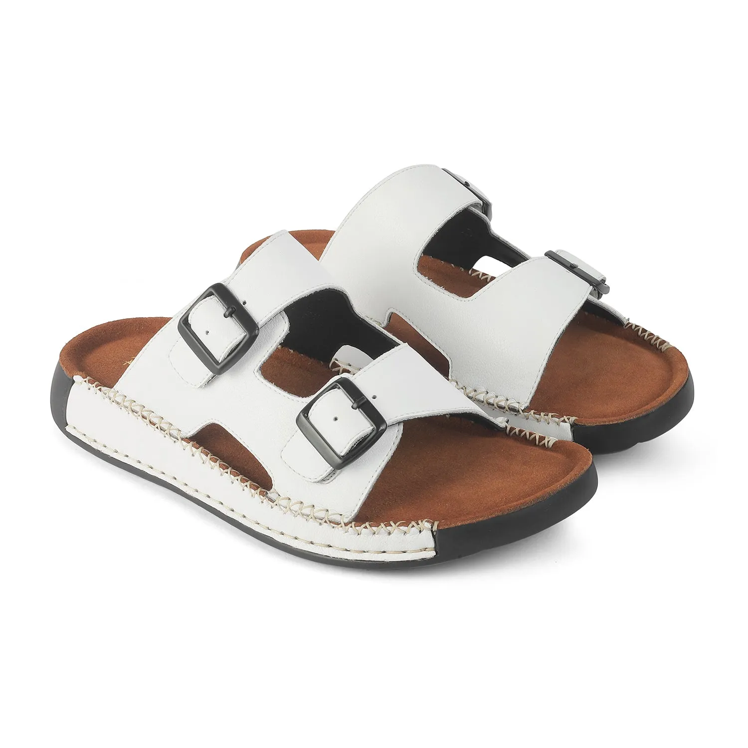 Schutz Flat Sandals Tresmode Hagri White Men's Sandals