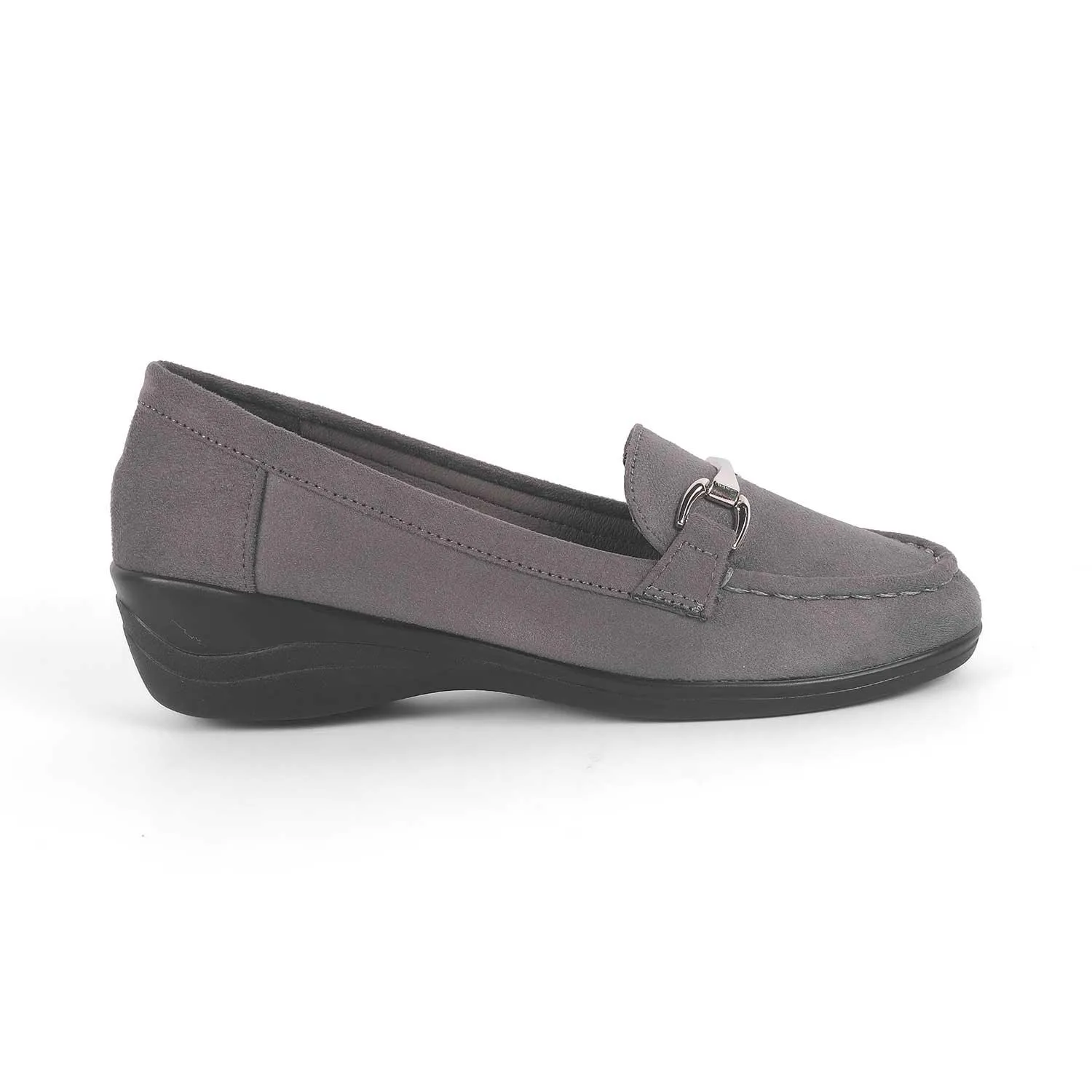 Tresmode Lucia Grey Women's Casual Wedge Loafers Formal Loafers Shoes