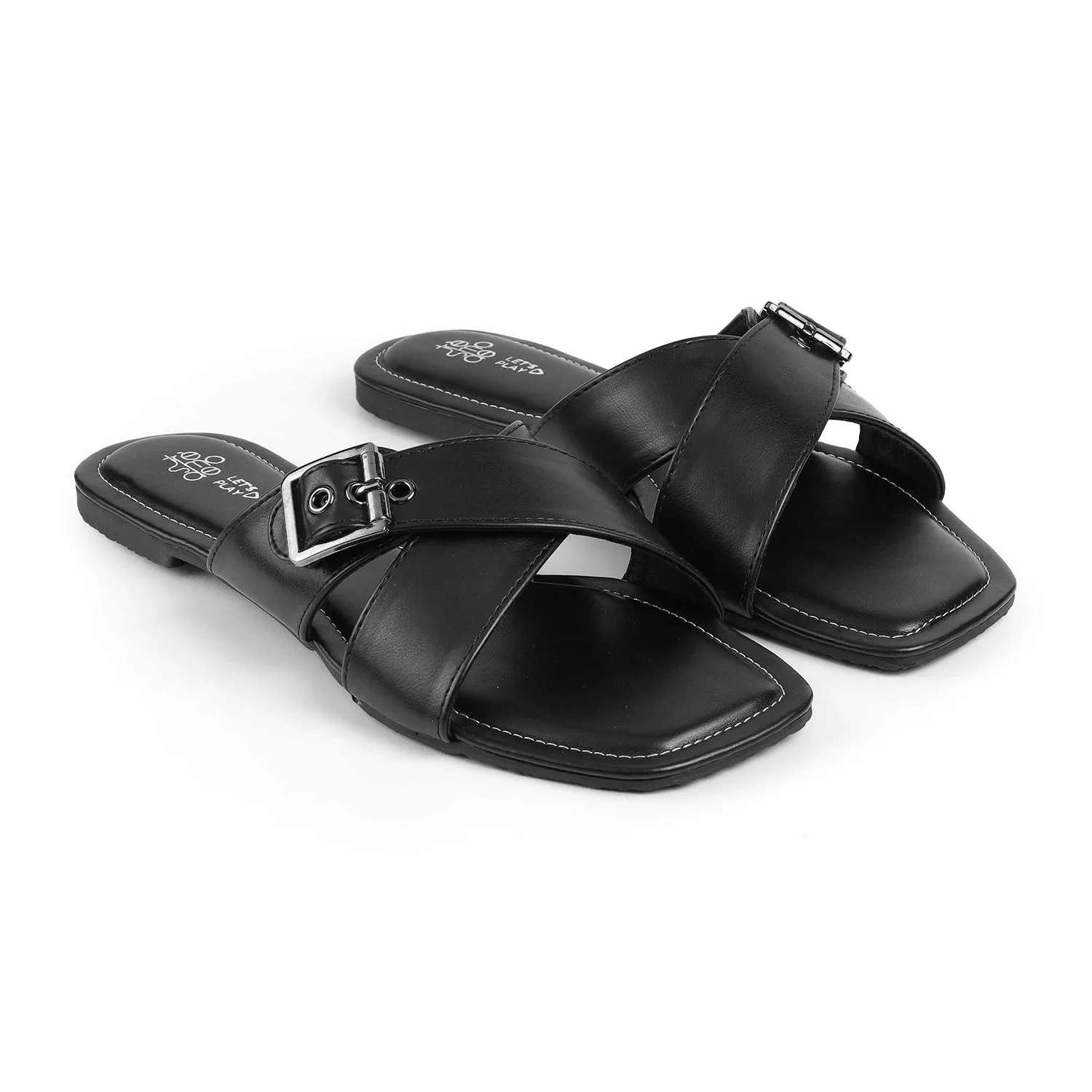 Flat Sole Casual Shoes Tresmode Run Black Women's Casual Flats