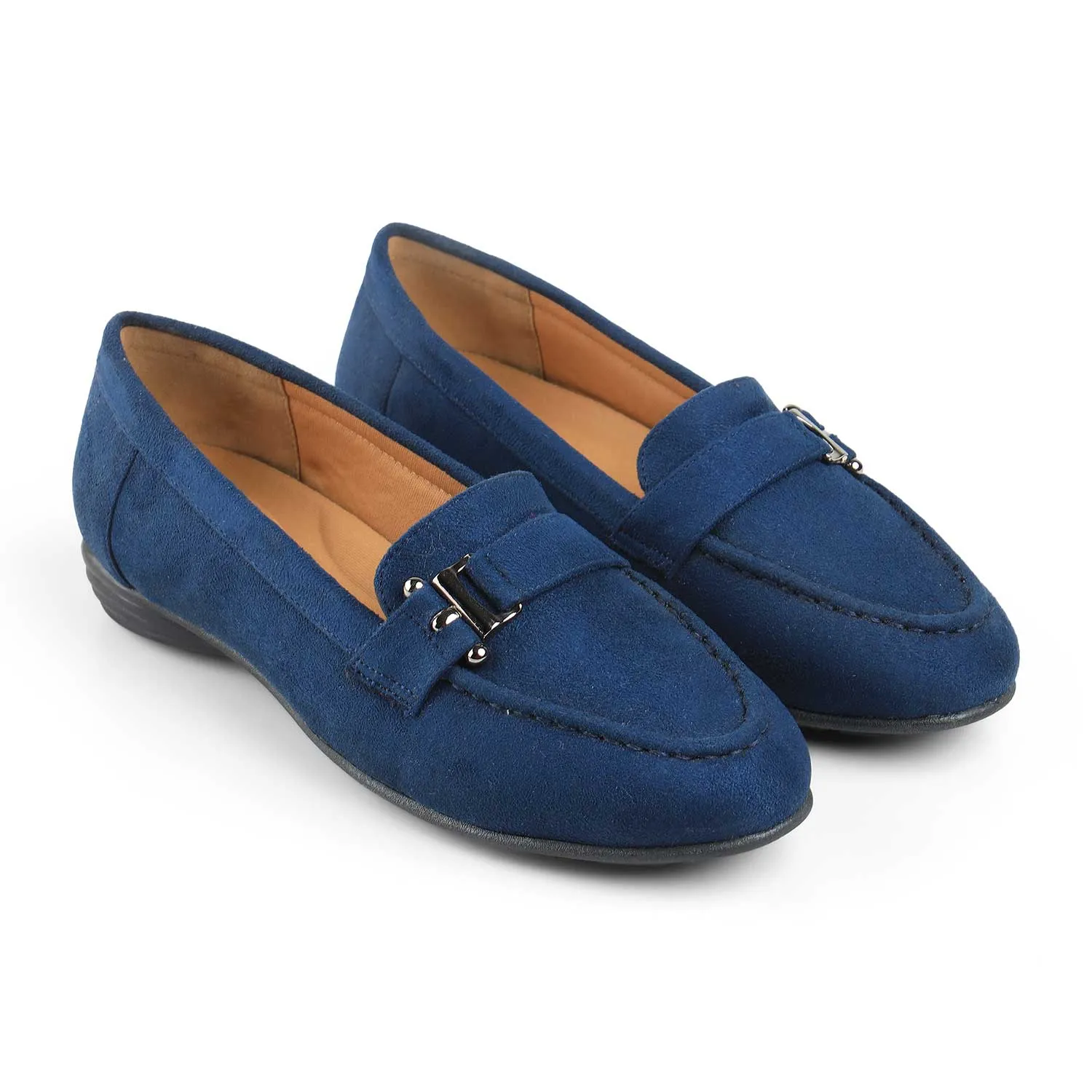 Tresmode Sli Blue Women's Casual Loafers Leather Platform Loafers