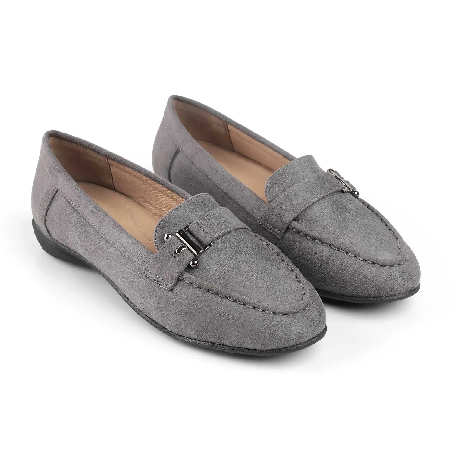 Tresmode Sli Grey Women's Casual Loafers Steel Toe Penny Loafers