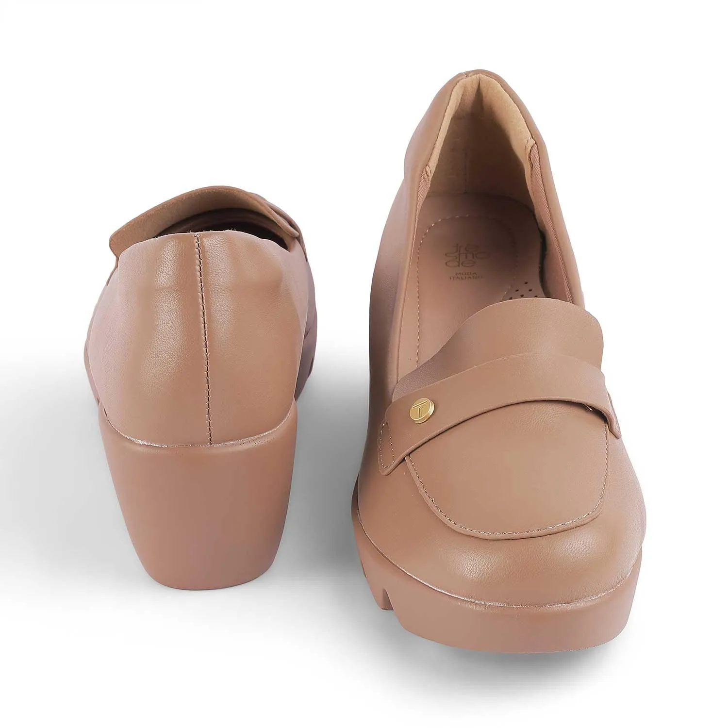 Calfskin Tassel Loafers Tresmode Towes Taupe Women's Dress Wegde Loafers