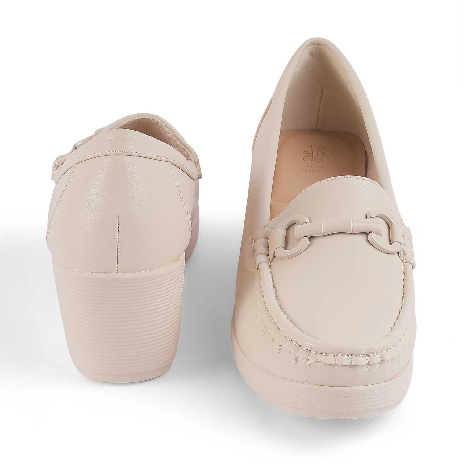 Tresmode Trebien White Women's Wedge Loafers Zara Loafers