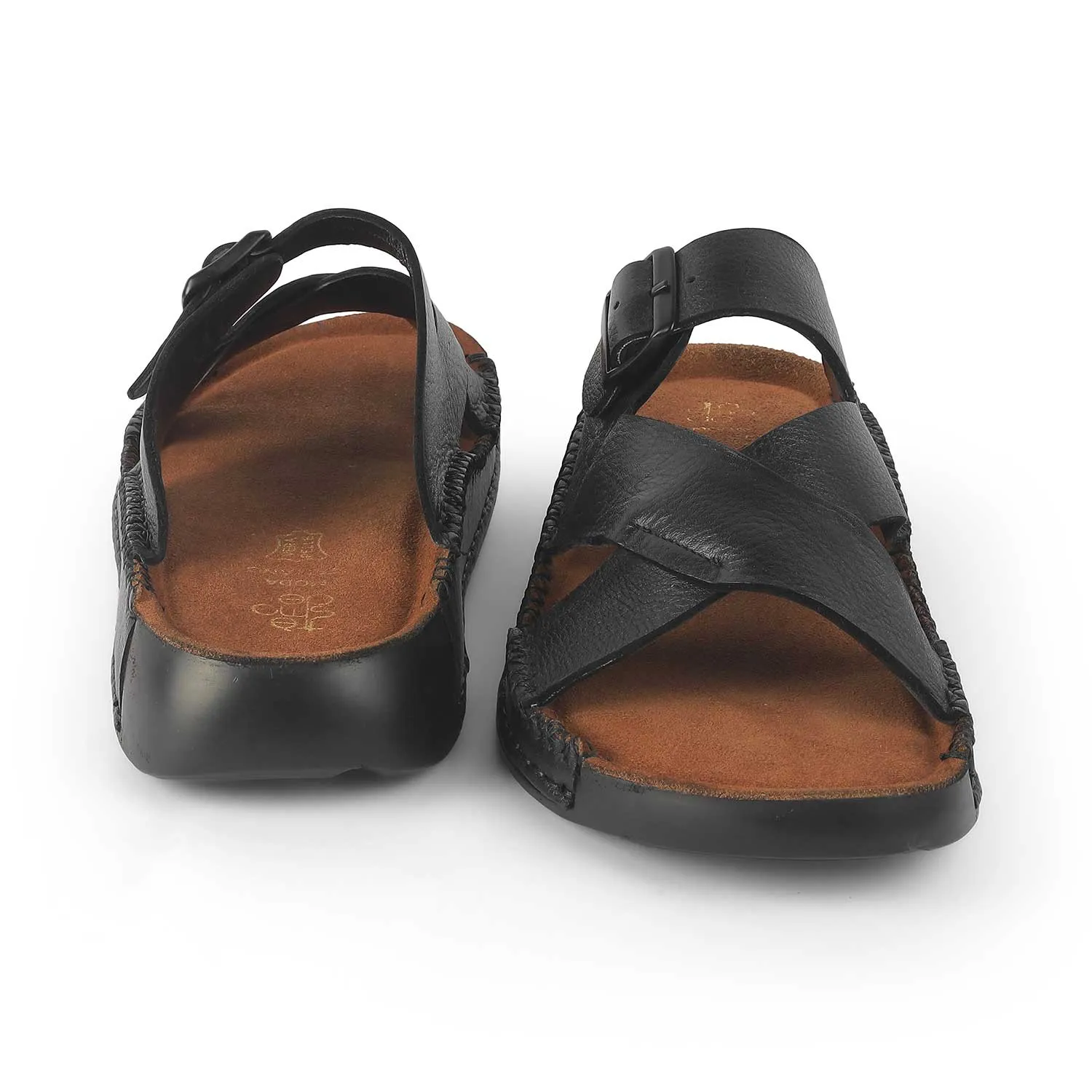 Leather Sandals Platform Tresmode Vagri Black Men's Sandals