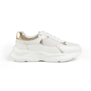 Tresmode White Gold Women's Sneakers White Designer Sneakers