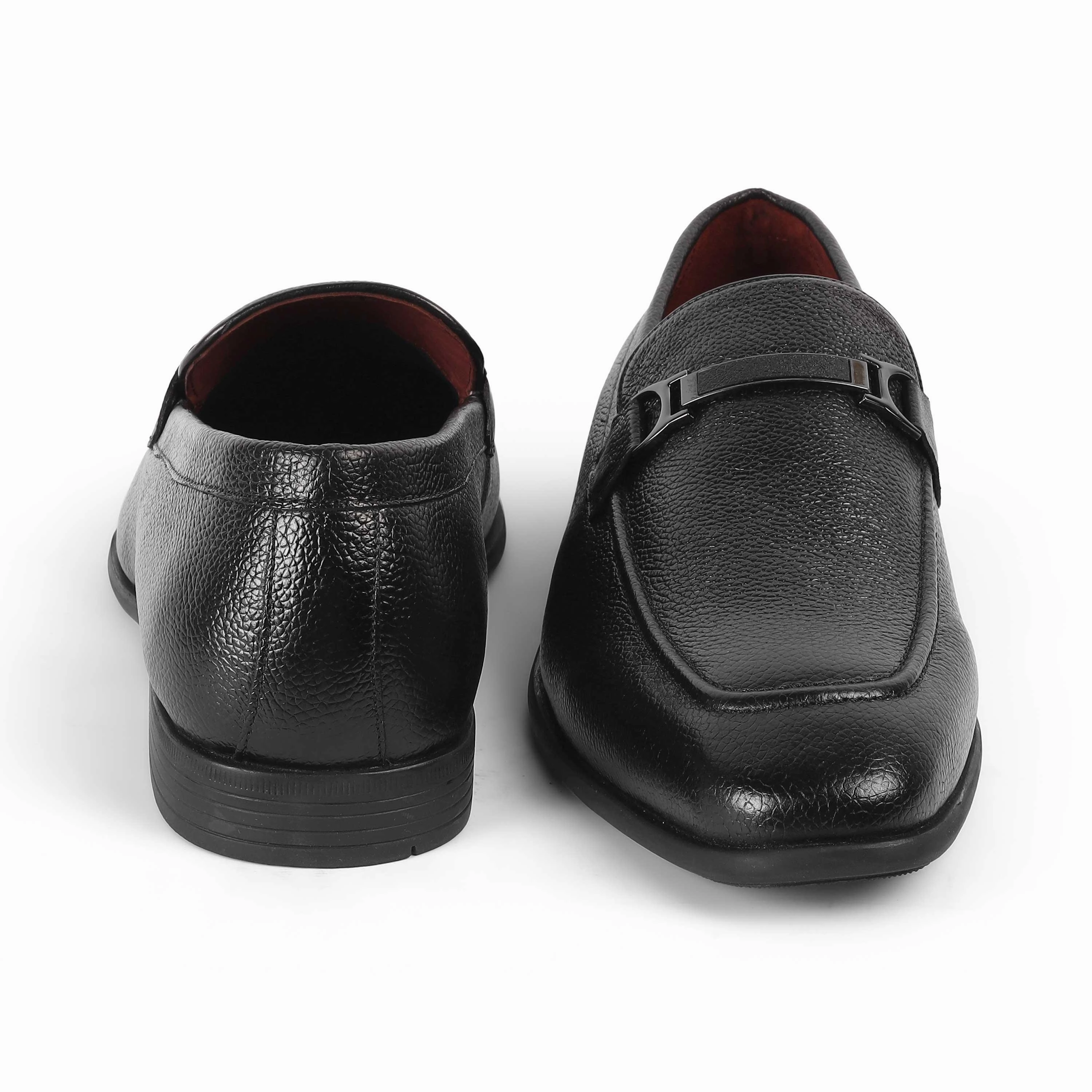 Tresmode Even Black Men's Leather Loafers Black And White Loafers