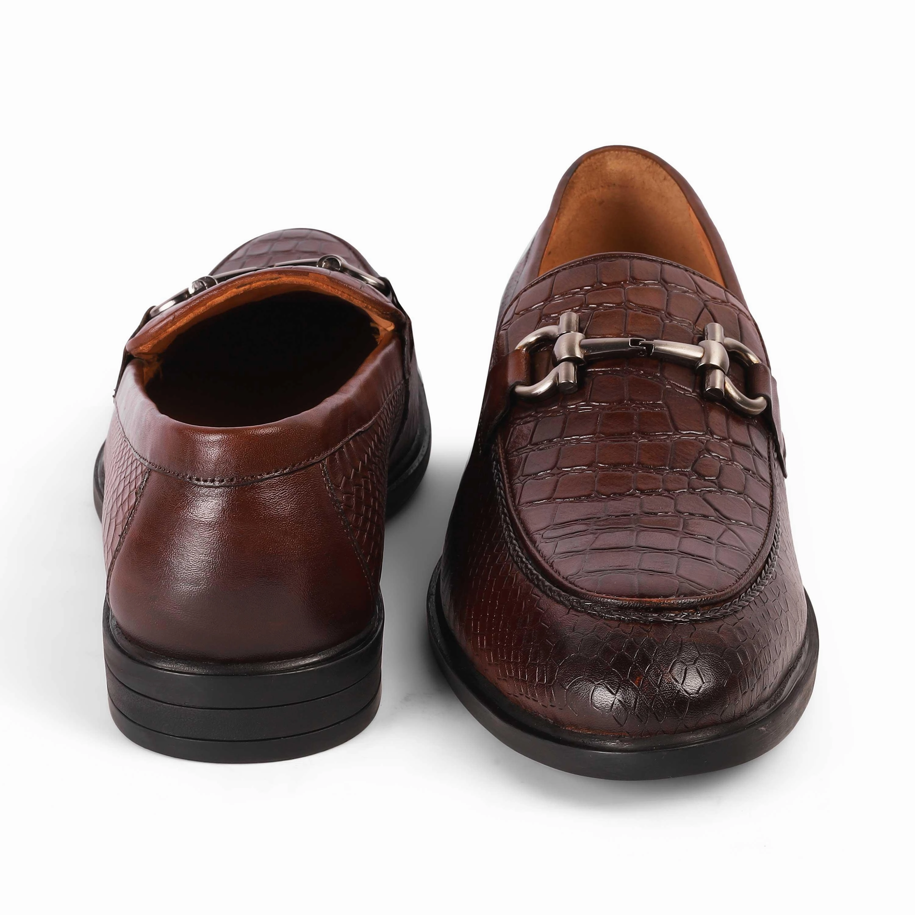 Loafers With Rhinestones Tresmode Ro Brown Men's Textured Leather Loafers